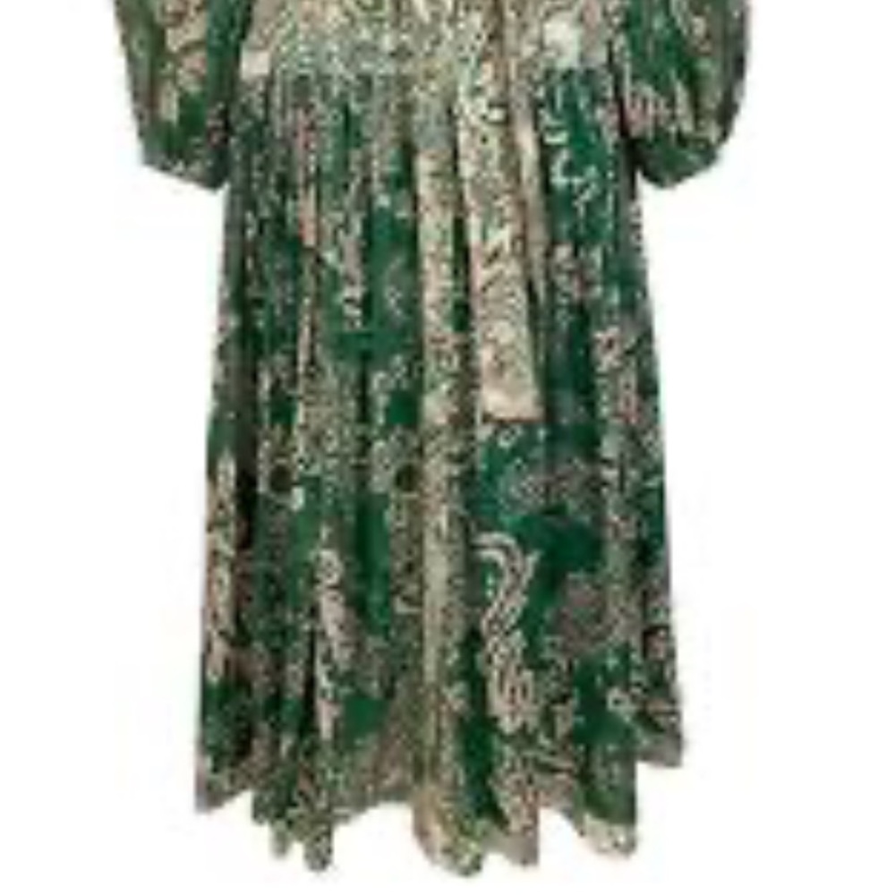 New Women's Green Paisley Maxi Dress with Long Sleeves one size - Picture 14 of 15